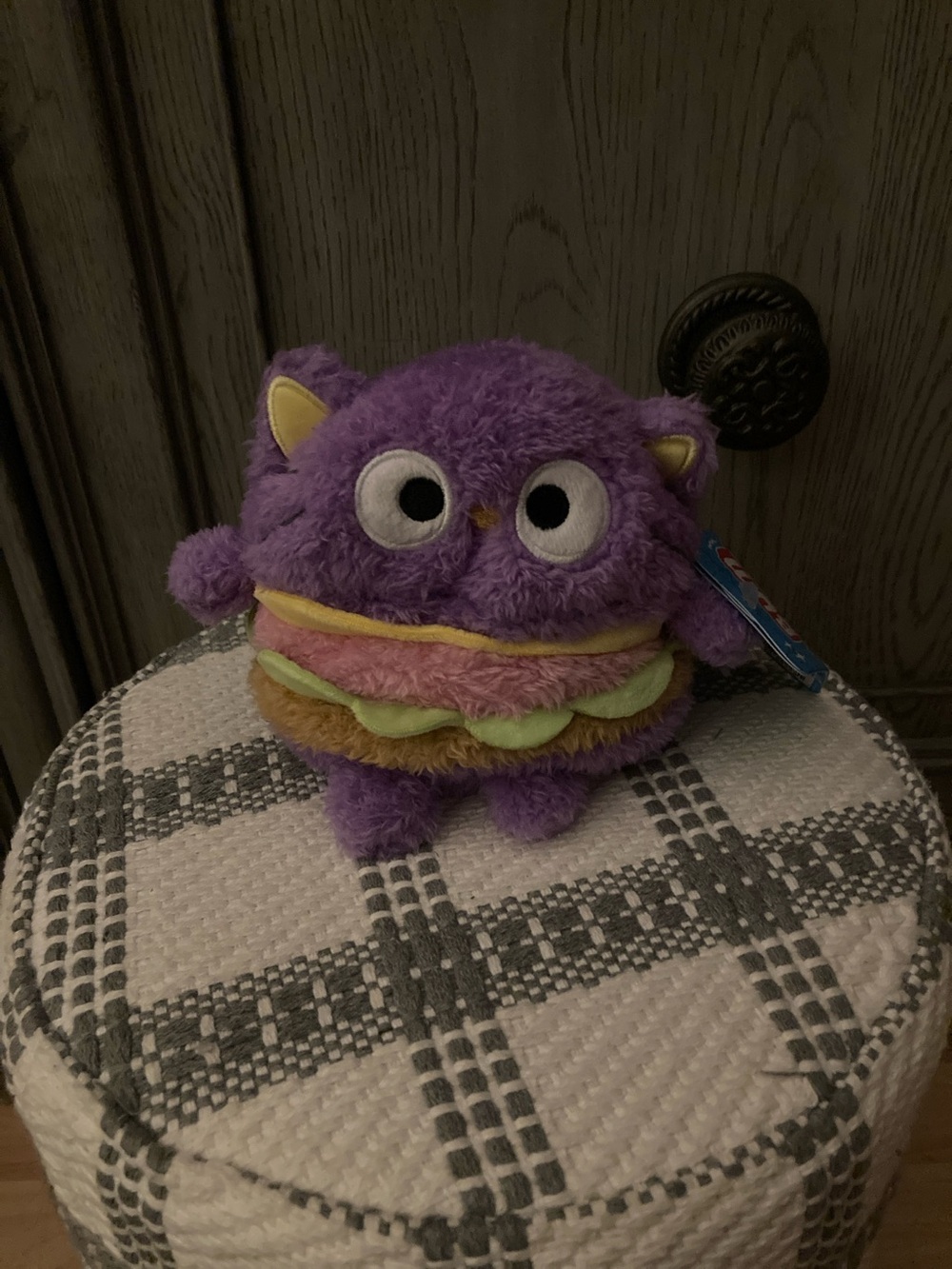 Purple Plush Monster Burger - Soft Stuffed Animal Toy